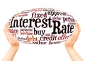 Interest Rate word cloud hand sphere concept Royalty Free Stock Photo