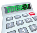 Interest Word Calculator Figure Growth Rate Loan Cost Royalty Free Stock Photo