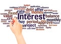 Interest word cloud hand writing concept Royalty Free Stock Photo