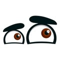 Interested eyes icon, cartoon style