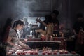 Interesting Asian women experience Thailand religion culture praying at Dragon Temple Kammalawat Wat Lengnoeiyi, Wat Leng Noei