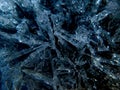 Interesting blue ice crystal, close up.