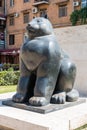 Armenia, Yerevan, September 2021. Fat seated cat sculptor Fernando Botero. Royalty Free Stock Photo