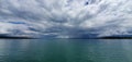 Interesting cloud formation on Lake Constance with blue sky Royalty Free Stock Photo