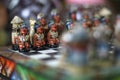 Interesting chess pieces on a chessboard Royalty Free Stock Photo