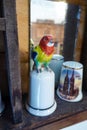 Interesting decorative thimble featuring a porcelain parrot in red, yellow, green and blue. Grandma\'s extraordinary thimble