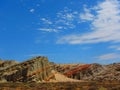 Interesting desert rock formations, Nevada desert near Death Valley California. Royalty Free Stock Photo