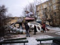 interesting design of a children`s playground in Kiev
