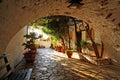 Interesting detail of a courtyard inside the monastery of the virgin Mary in Paleokastritsa