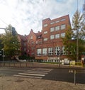 Renovated prewar modernistic school building in Gdansk Oliwa in Poland