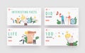 Interesting Facts Landing Page Template Set. Did You Know Announcement. Tiny Characters with Loudspeaker and Light Bulb