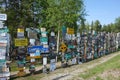 Interesting forest made with posted signs.