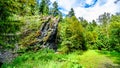 Rock feature along the hiking trail to Whitecroft Falls in British Columbia, Canada