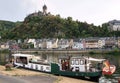 Reichsburg Castle, Mosel River and House Boat, Cochem, Germany