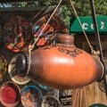 Armenia, Yerevan, September 2021. Traditional vintage ceramic vessel for beating butter.