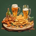 Interesting illustration of beer and snacks Royalty Free Stock Photo