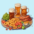 Interesting illustration of beer and snacks Royalty Free Stock Photo