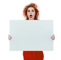 Interesting looking teen girl with blank board Royalty Free Stock Photo