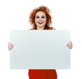 Interesting looking teen girl with blank board Royalty Free Stock Photo