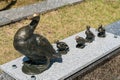 Yaroslavl, Russia, July 5, 2023. Family of bronze ducks.