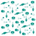 Interesting pattern with different tools for fishing Royalty Free Stock Photo