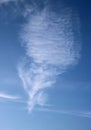 Interesting white feathery cloud in blue sky Royalty Free Stock Photo