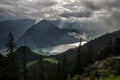 Evening above Achen lake with dramatic cloudy sky, The Brandenberg Alps, Austria, Europe Royalty Free Stock Photo