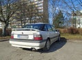 Interesting rare vintage historic old rusty white car sedan Rover 220 GSi 16v parked