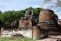 Headless statue and pagodas around Wat Phra Si Sanphet. Royalty Free Stock Photo