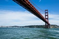 Interesting shot of the waters underneath of the Golden Gate Bridge in San Fransico US