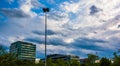 Interesting sky over highrises in Columbia, Maryland. Royalty Free Stock Photo