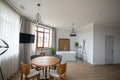 Spacious studio apartment with interesting design solution