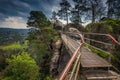 Interesting stone formations near Bastei bridge in Germany, Saxon Switzerland Royalty Free Stock Photo