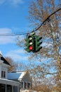 Interesting detail of upside down traffic lights, Tipperary Hill, Syracuse, New York, 2018