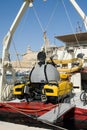 Vittoriosa, Malta, August 2019. Vertical view of a bathyscaphe on board a rescue Russian ship.