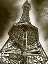 Interesting tower Eifel in Prague on Petrin, interesting photo from the background