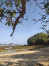 interesting view of the beach when it recedes during the day Royalty Free Stock Photo