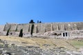 An interesting view looking up to the Acropolis from the Theatre of Dionysus Eleuthereus Athens considered to be the first theatre Royalty Free Stock Photo