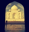 Interesting view of Taj Mahal, India.