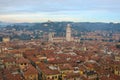 Verona, Italy, 29/03/2019 interesting view of verona from above with the bell towers and houses in the background