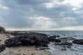 Interesting rock at the beach along the Kohala coast on the Big Island of Hawaii Royalty Free Stock Photo