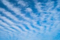 Interesting wavy lines of clouds probably cirrocumulus on a summer day