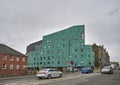 An interestingly designed and Colured Apartment Bock Complex next to a busy Edinburgh Road.