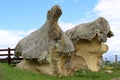 Interestingly shaped eroded rocks at Takiroa NZ Royalty Free Stock Photo