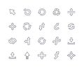 Interface arrows icons outline set