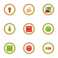 Interface button icons set, cartoon style Royalty Free Stock Photo