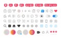 Interface buttons. Like heart user favorite option comment bubble social media icons. Vector social speech bubbles Royalty Free Stock Photo