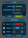 Interface buttons set for space games or apps Royalty Free Stock Photo