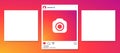 Interface carousel post on social network, social media slider photos frame mockups design concept, instagram notification icons