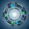 Interface with a circular design featuring layers of segmented Royalty Free Stock Photo